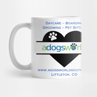 A Dog's World - Heart Logo (Back) - Daycare Boarding Grooming Pet Sitting Mug